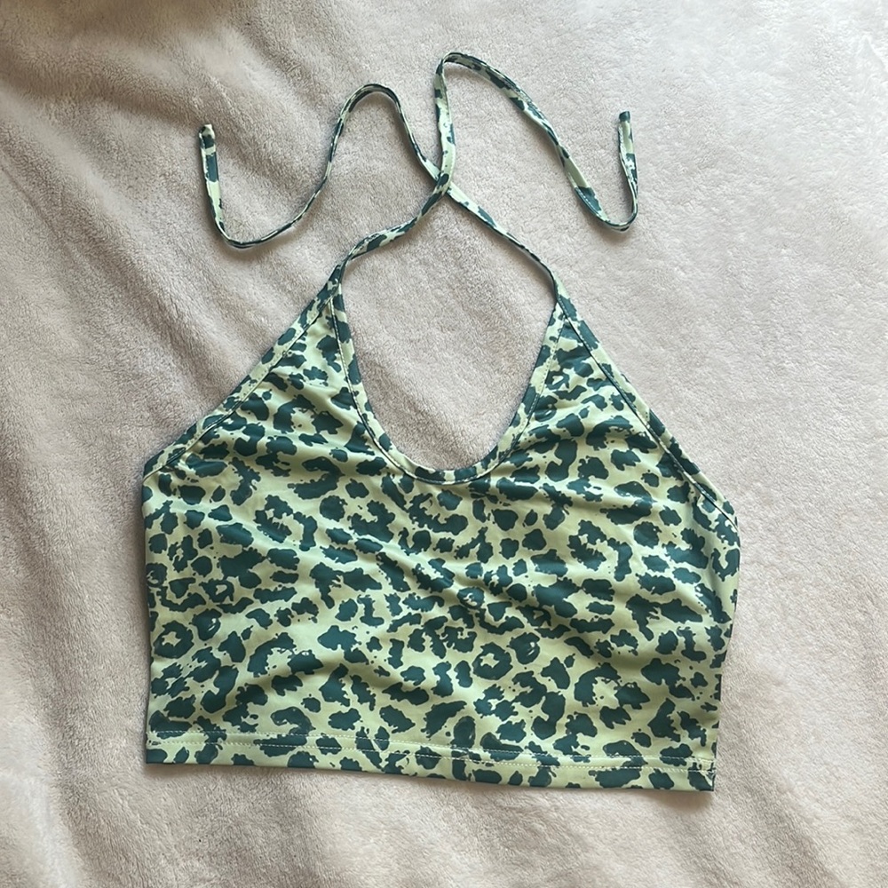 Green Cheetah Print Top